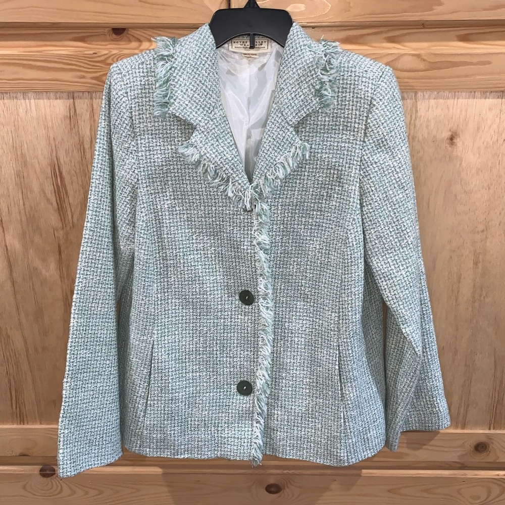 Boyne Valley Weavers VINTAGE fringed tweed lined jacket size 0